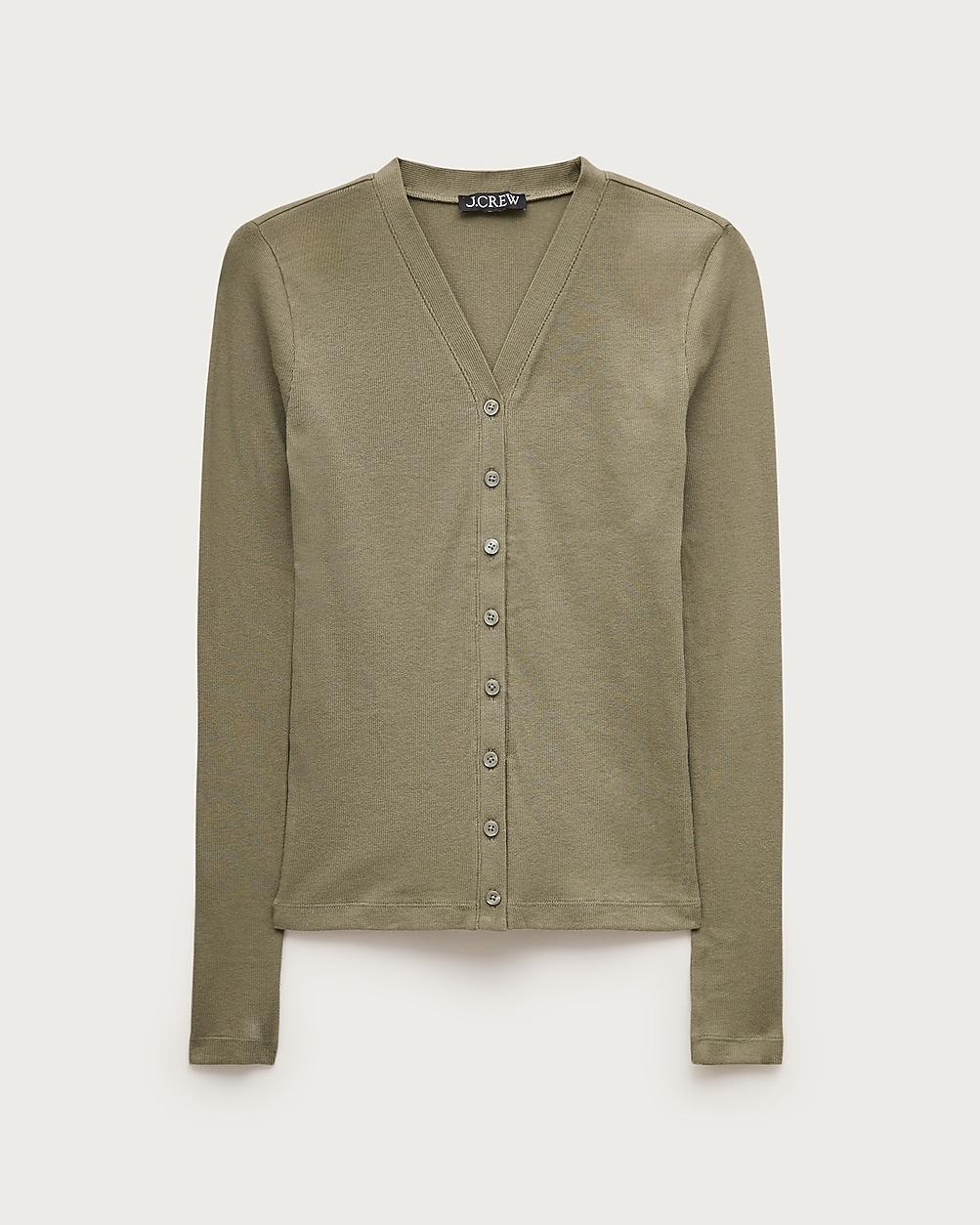 Lightweight rib high V-neck cardigan top by J.CREW
