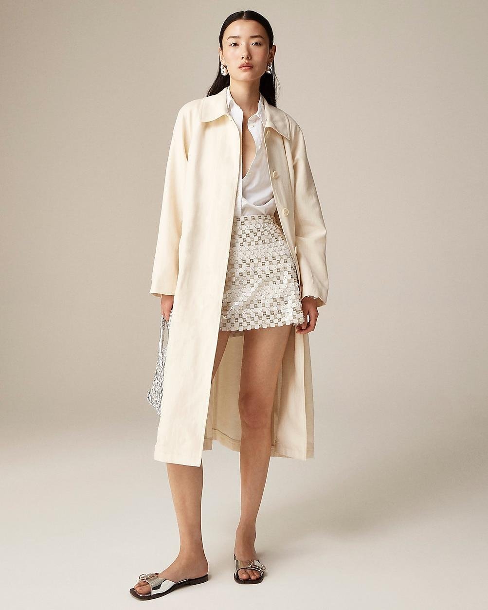Lightweight trench coat in linen-cupro blend by J.CREW