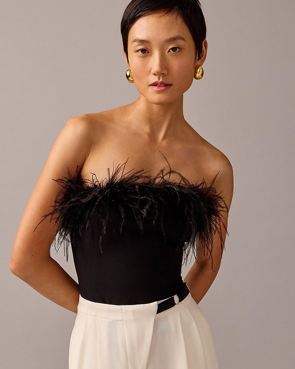 Limited-edition Anna October© X J.Crew feather-trim strapless top by J.CREW
