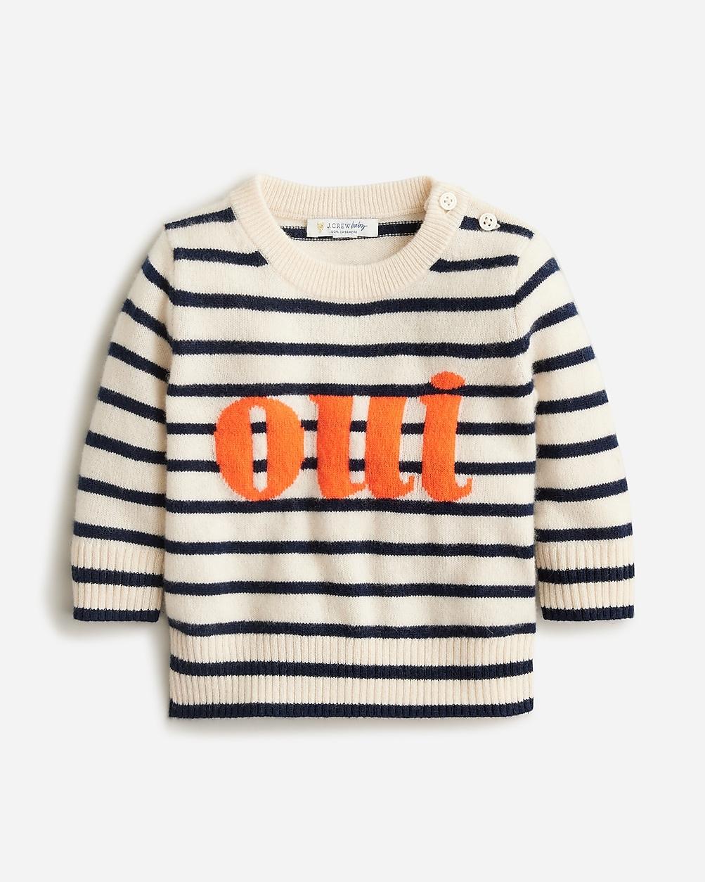 "Limited-edition baby cashmere ""oui"" crewneck sweater" by J.CREW