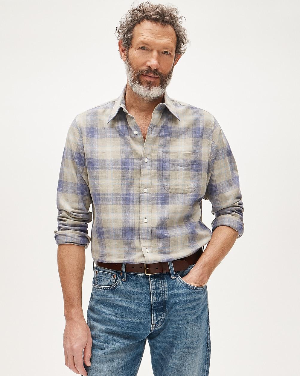 Linen-cotton blend shirt in shadow plaid by J.CREW