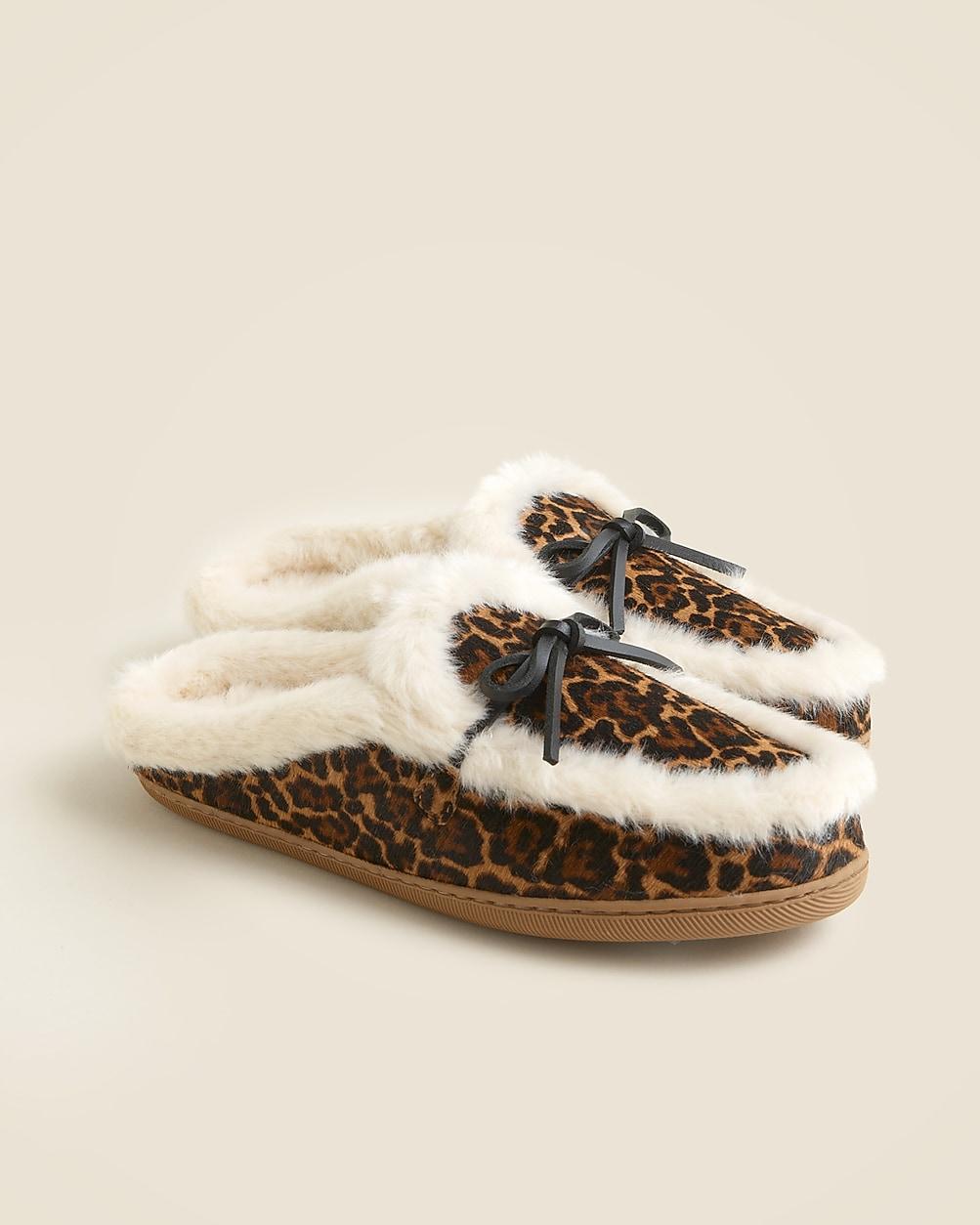 Lodge mules in leopard-print calf hair by J.CREW