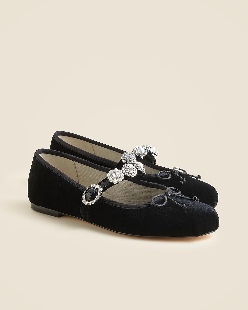 Logan embellished Mary Jane ballet flats in velvet by J.CREW
