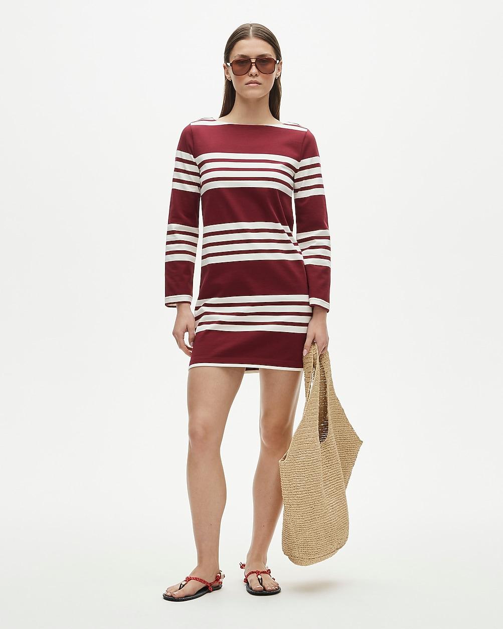 Long-sleeve mini dress in striped mariner cloth by J.CREW
