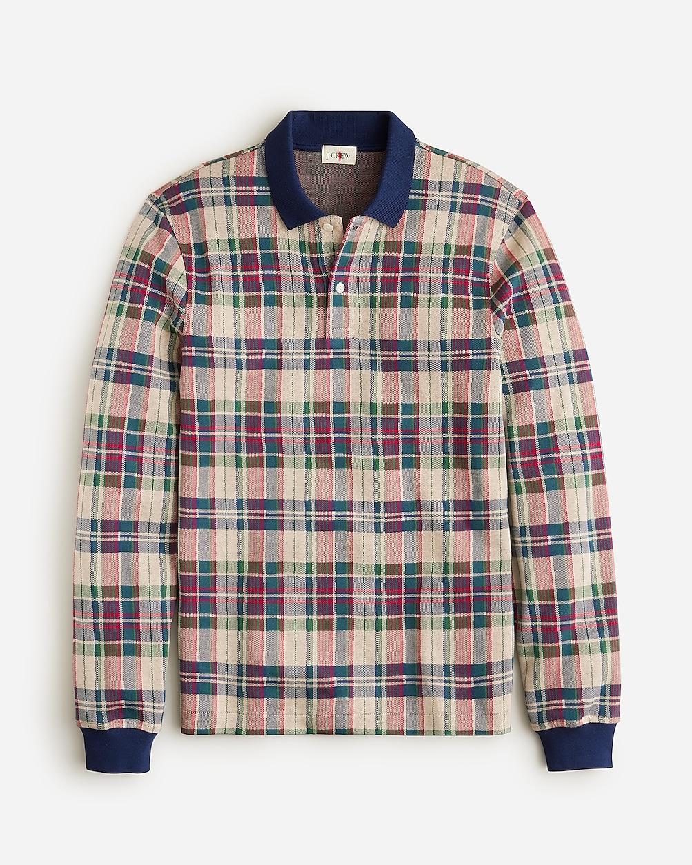 Long-sleeve polo shirt in double-knit jacquard by J.CREW Long-sleeve polo shirt in double-knit jacquard by J.CREW