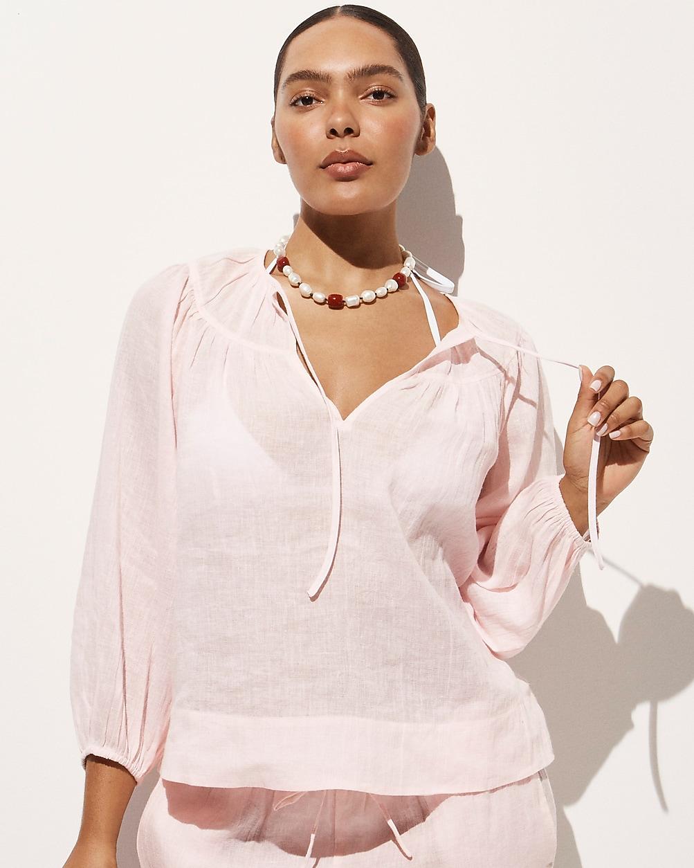 Long-sleeve tunic top in Hampton linen-blend by J.CREW