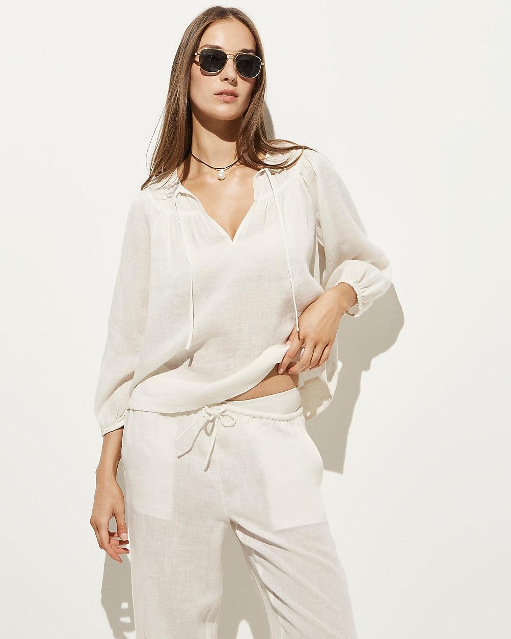 Long-sleeve tunic top in Hampton linen-blend by J.CREW