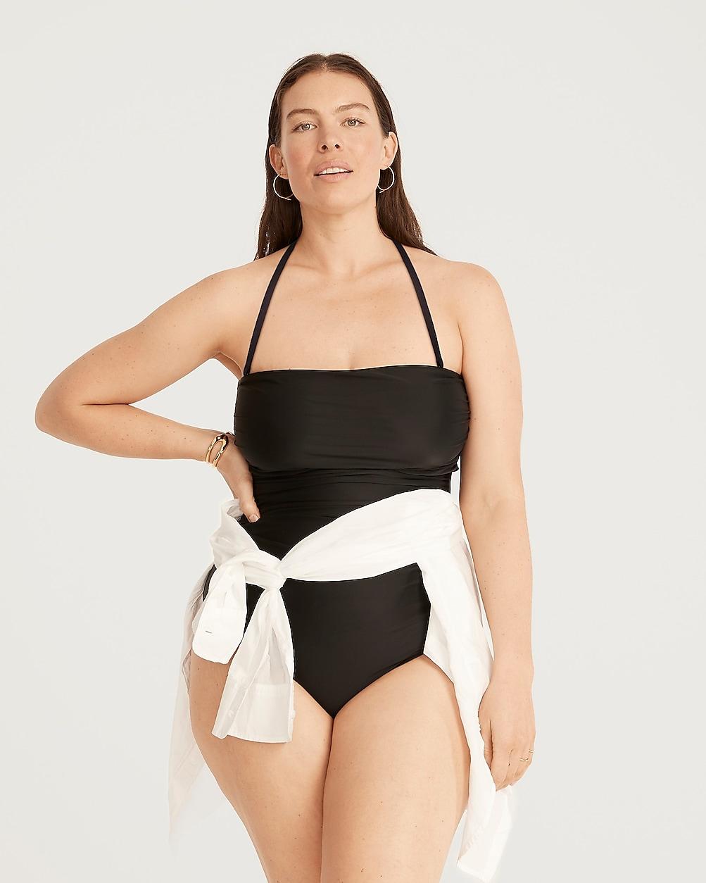 Long-torso ruched bandeau one-piece by J.CREW