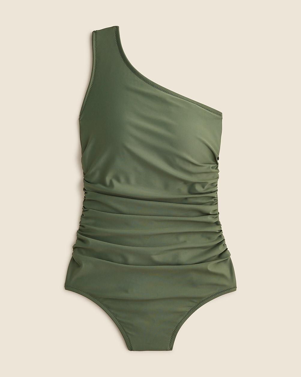 Long-torso ruched one-shoulder one-piece swimsuit by J.CREW