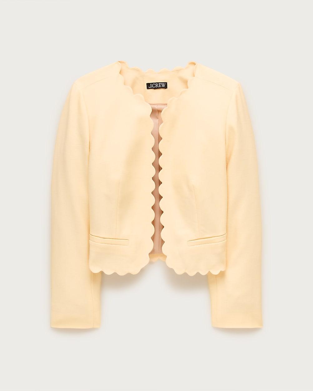 Louisa lady jacket with scalloped trim in Gramercy linen blend by J.CREW