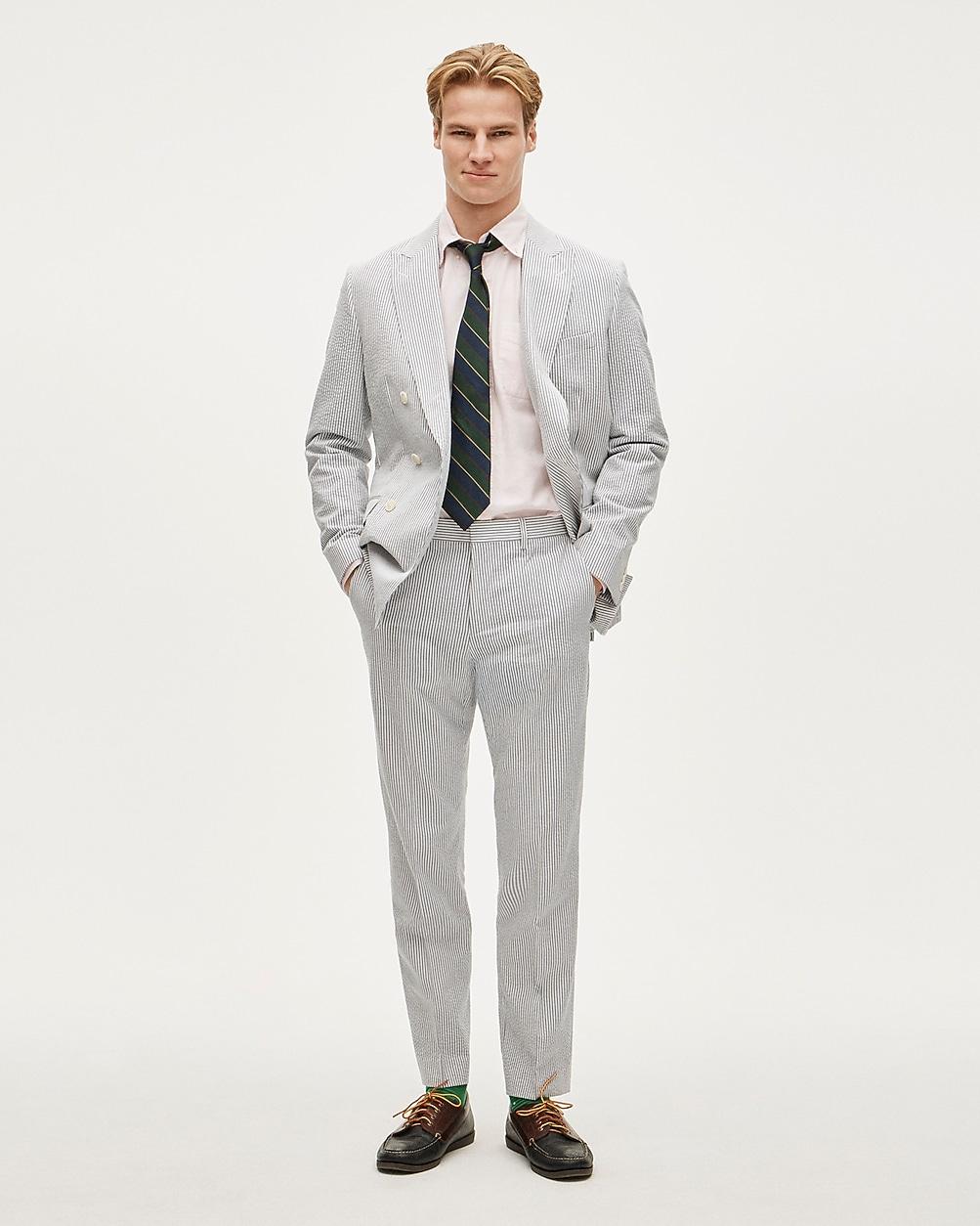 Ludlow Slim-fit double-breasted suit jacket in cotton seersucker by J.CREW