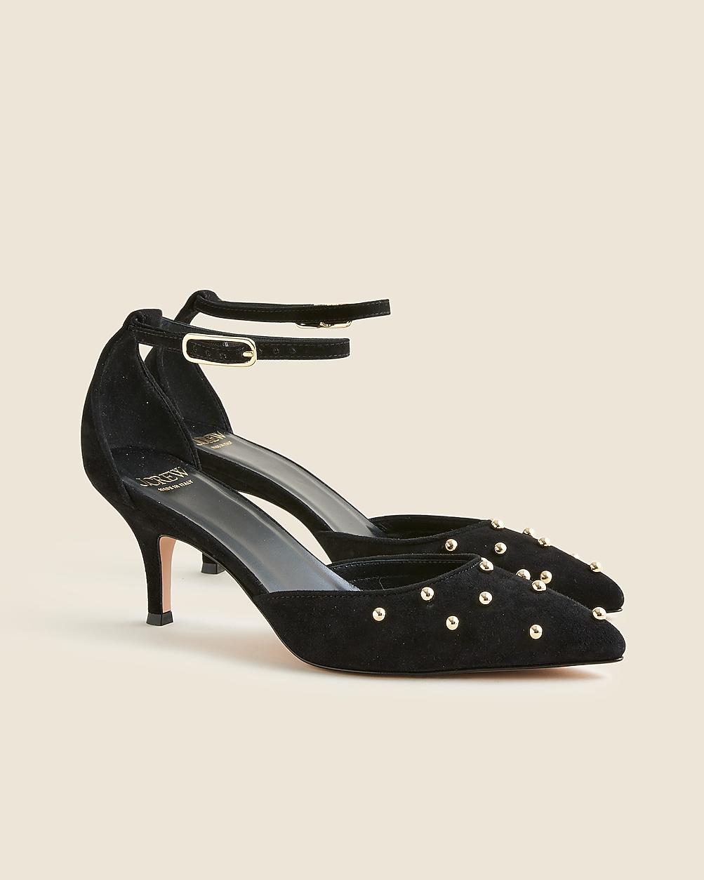 Made-in-Italy Colette suede slingback heels with beads by J.CREW