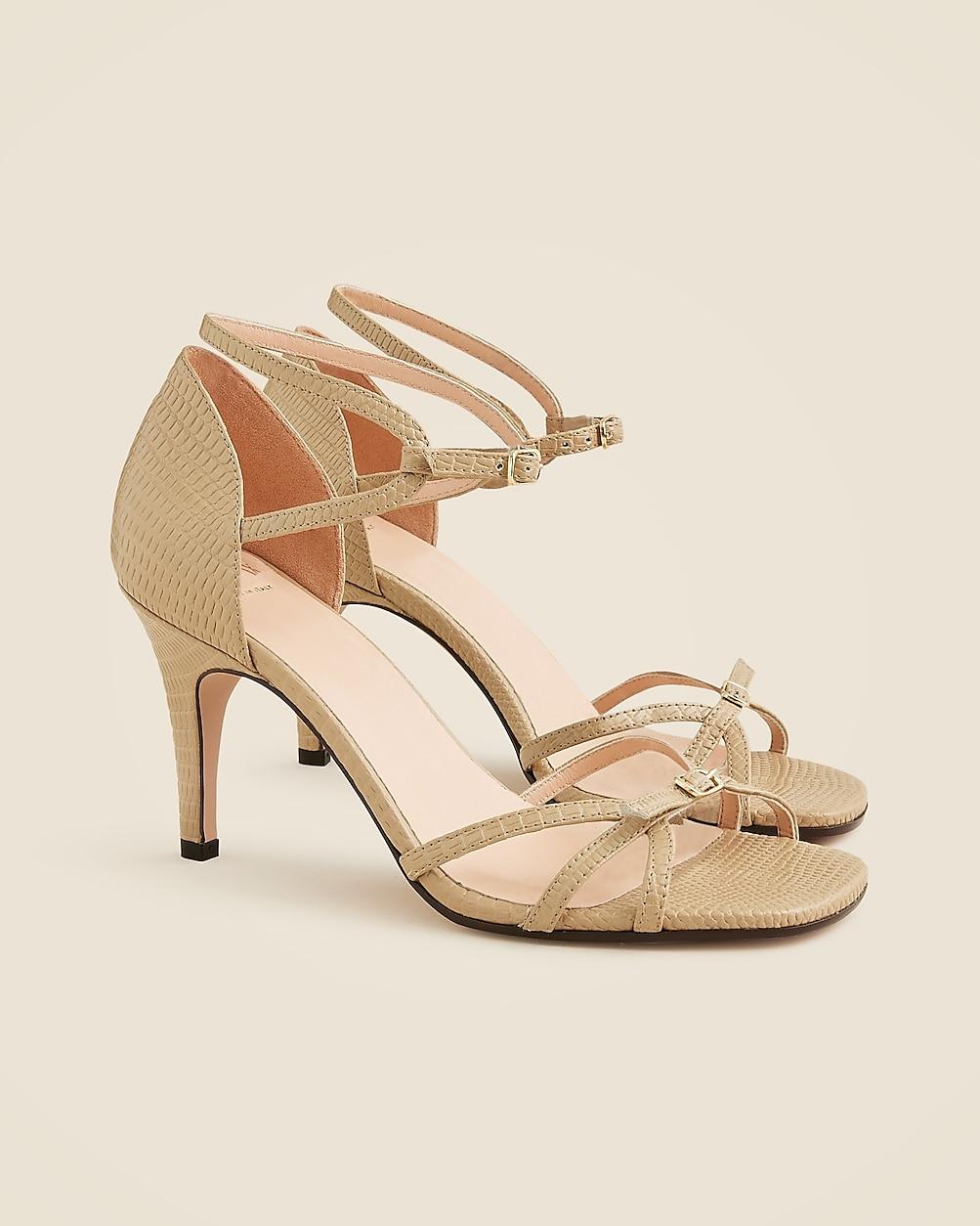 Made-in-Italy cage-toe heels in lizard-embossed leather by J.CREW