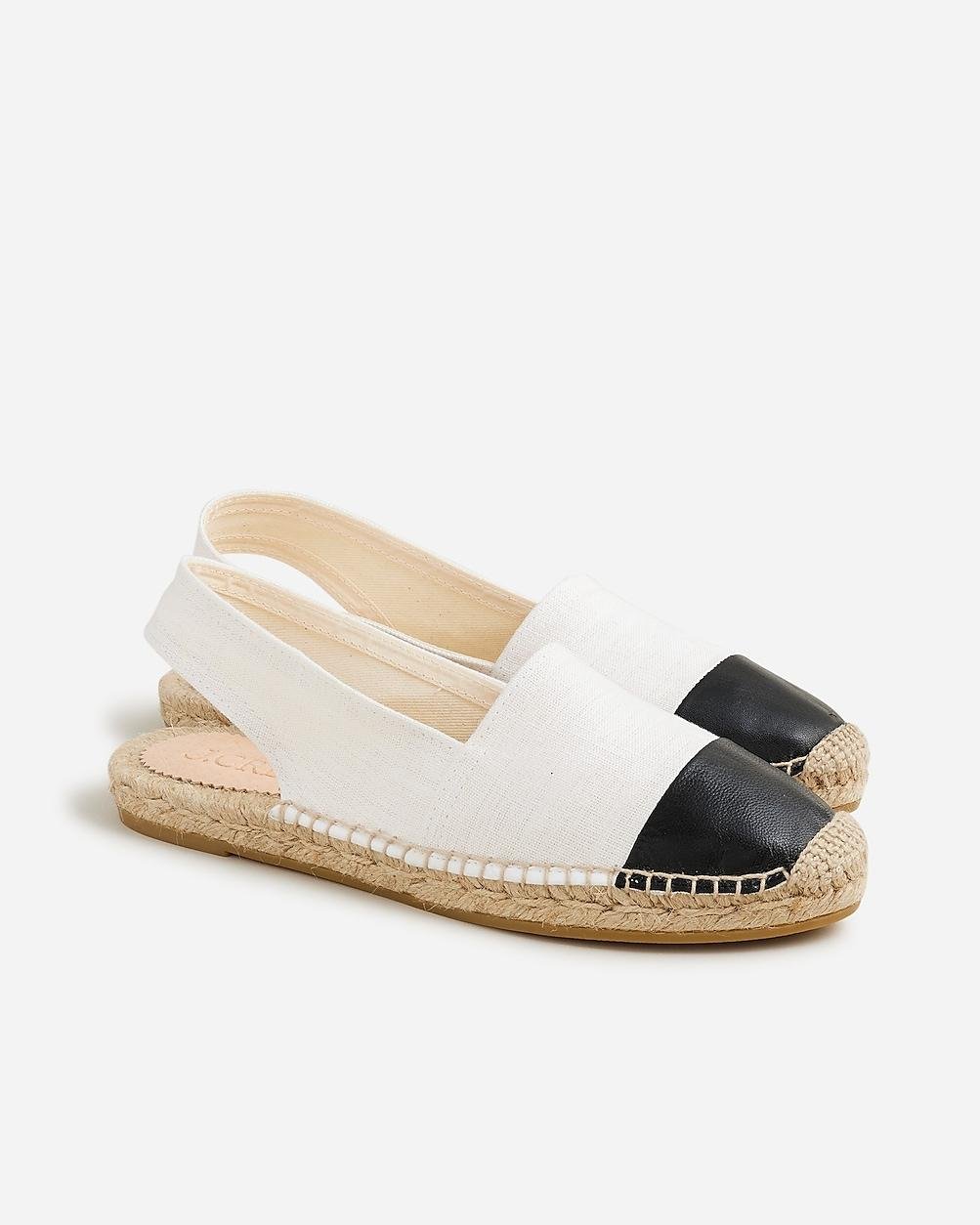Made-in-Spain cap toe slingback espadrilles in canvas by J.CREW