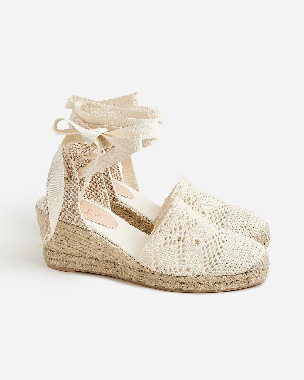 Made-in-Spain lace-up midheel espadrilles with crochet by J.CREW