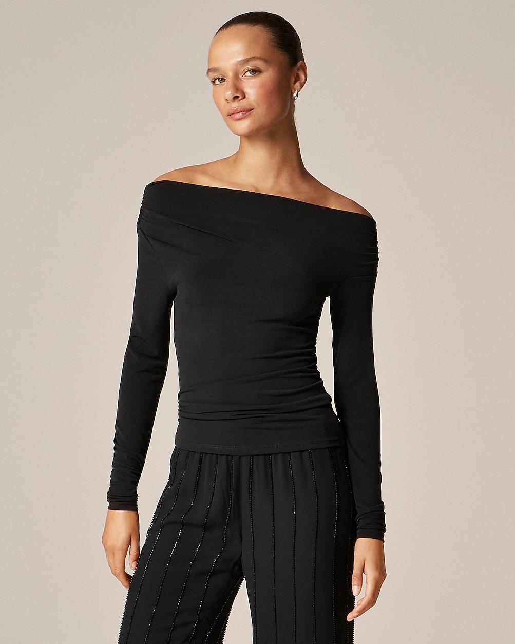 Matte jersey drapey off-the-shoulder top by J.CREW