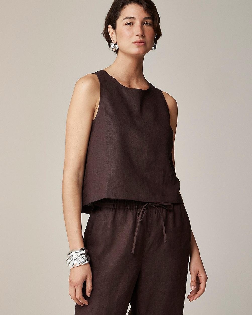 Maxine button-back top in linen by J.CREW