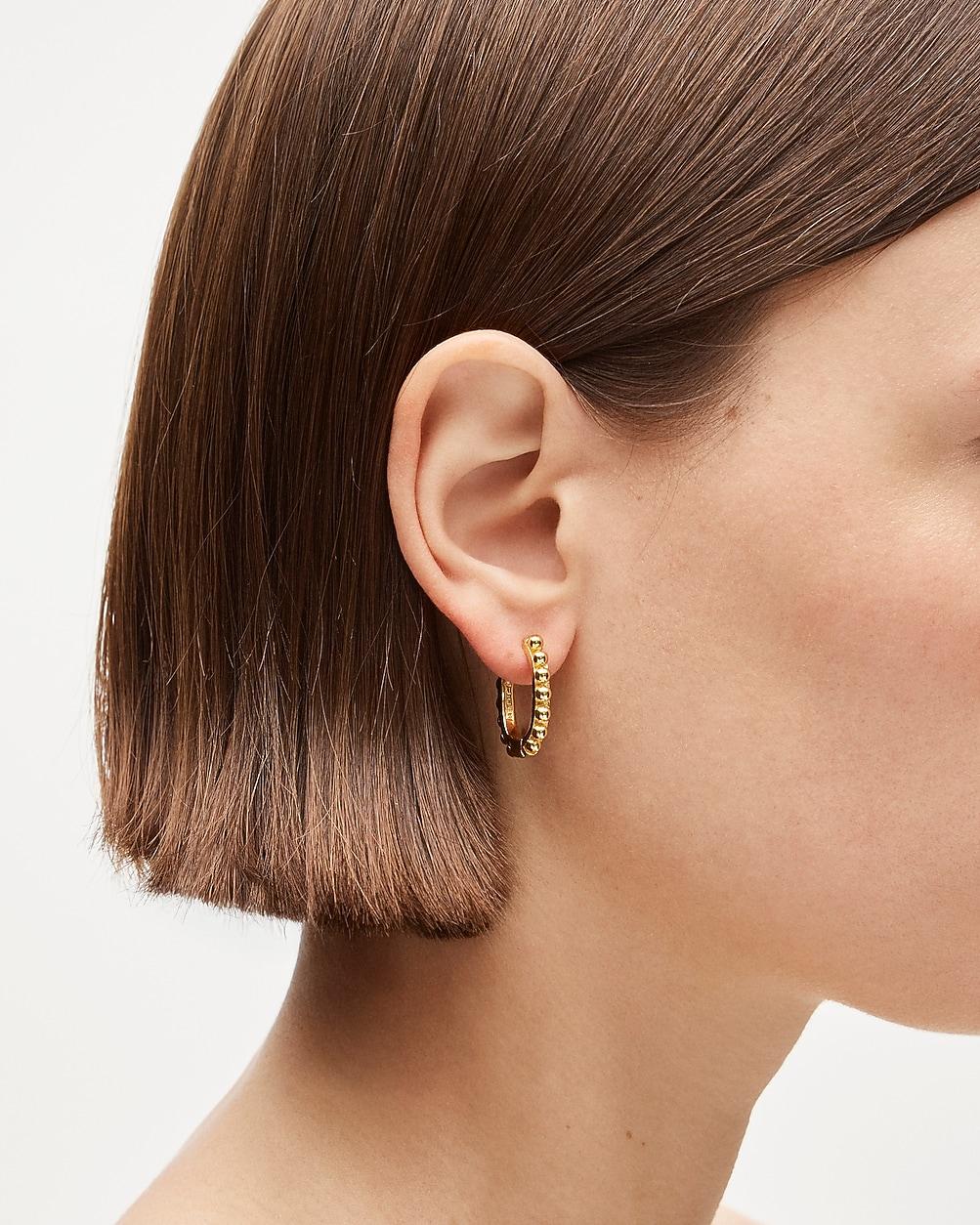 Metallic beaded hoop earrings by J.CREW