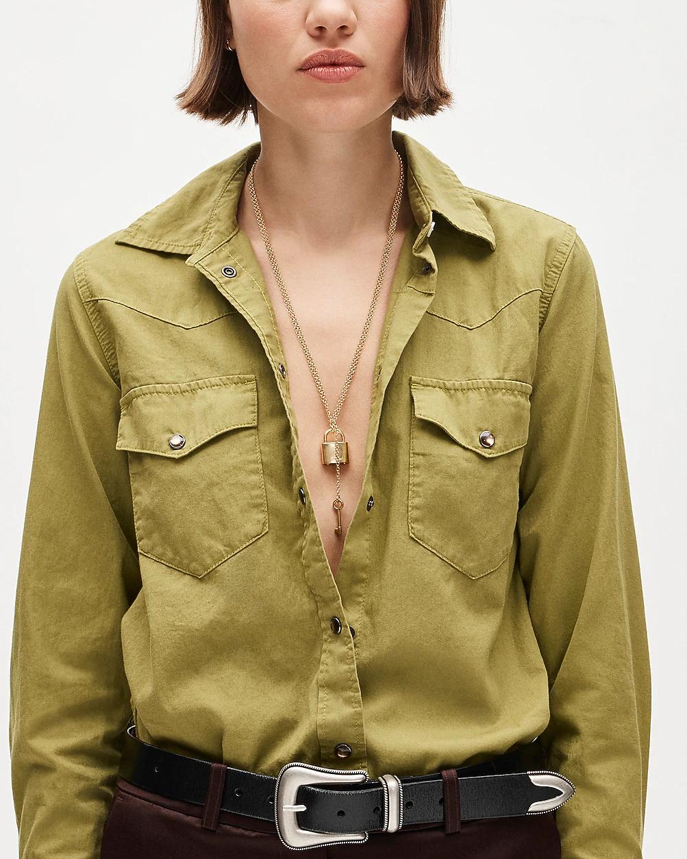 Metallic lock and key pendant necklace by J.CREW