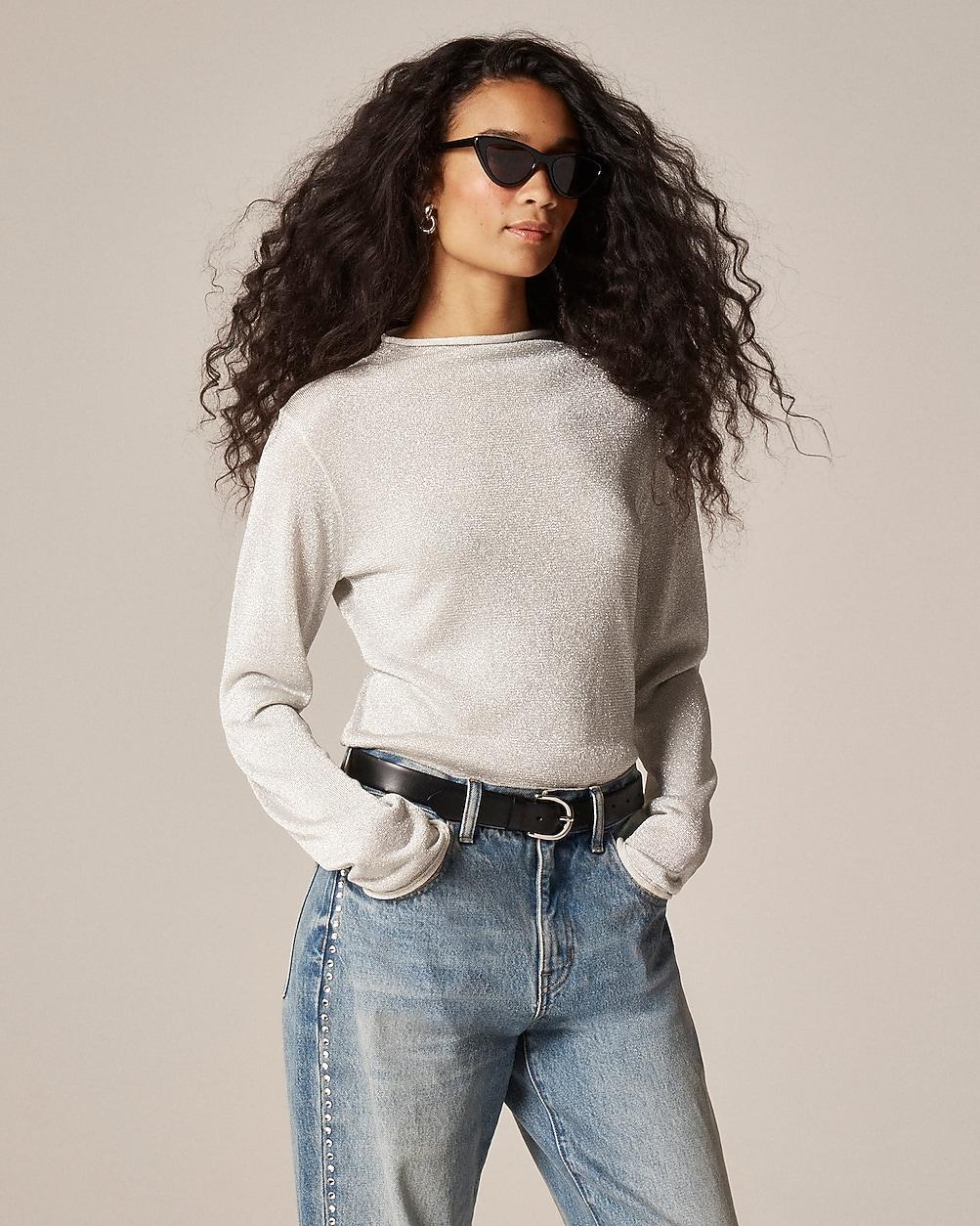Metallic mockneck sweater by J.CREW