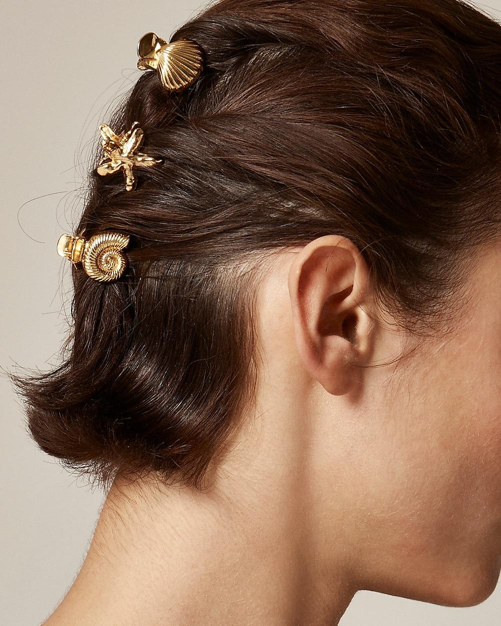 Metallic nautical claw clips three-pack by J.CREW