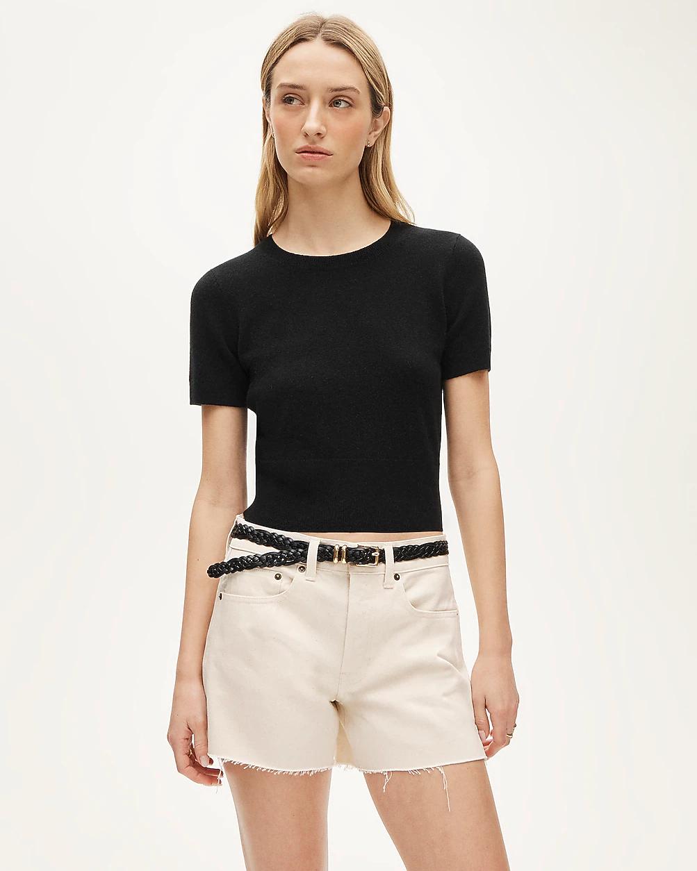 Mid-rise A-line denim short in ecru by J.CREW