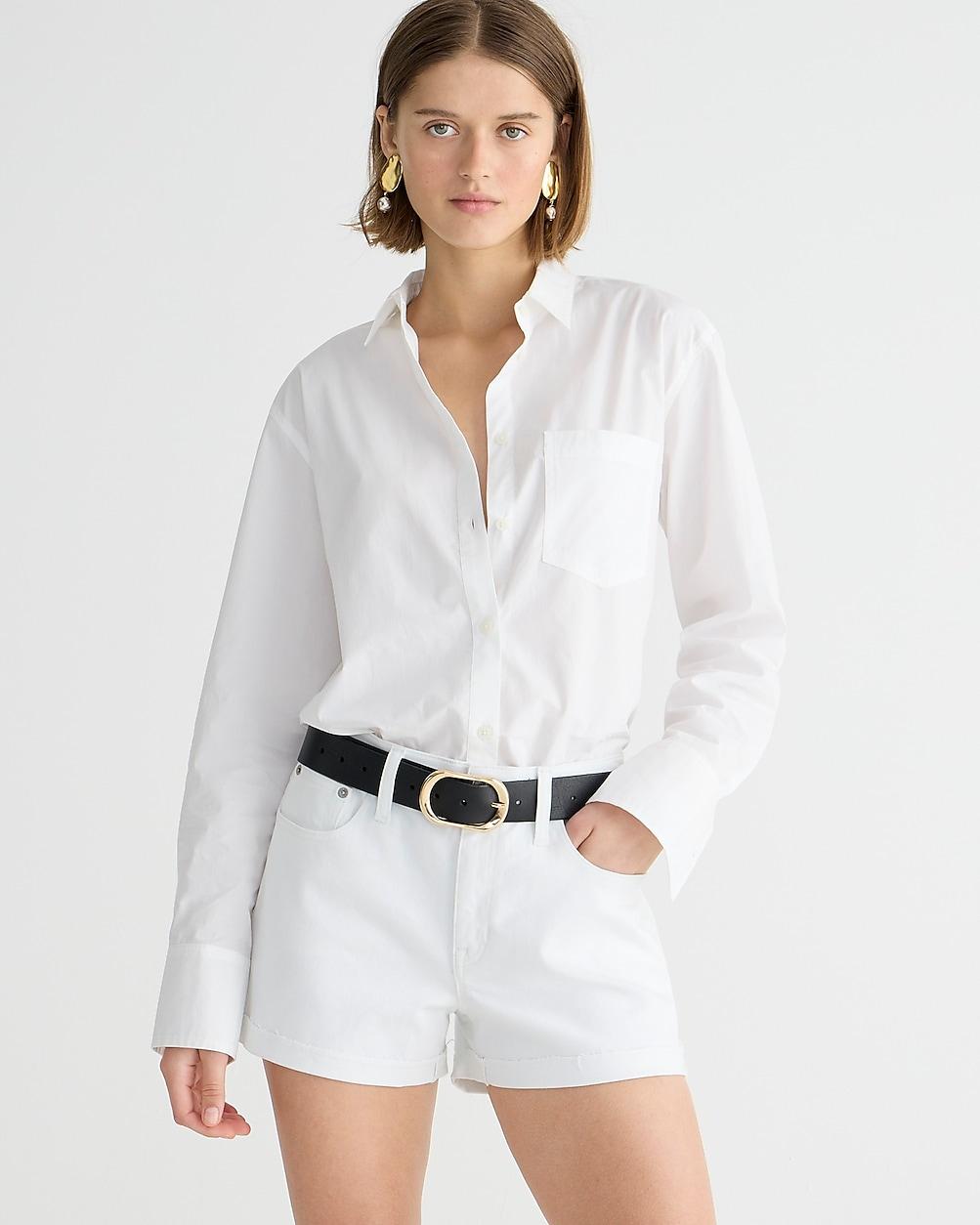 Mid-rise denim short in white by J.CREW
