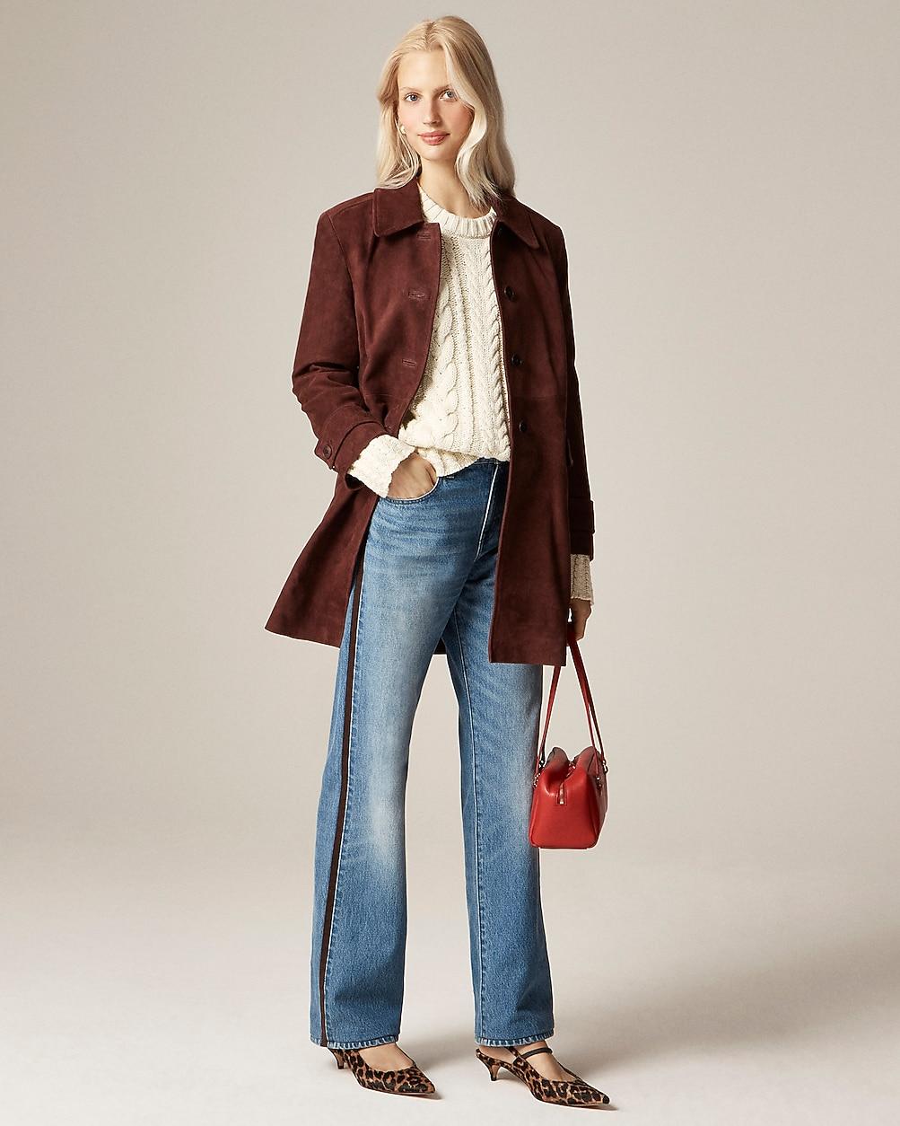 Mid-rise relaxed straight jean with suede stripe by J.CREW
