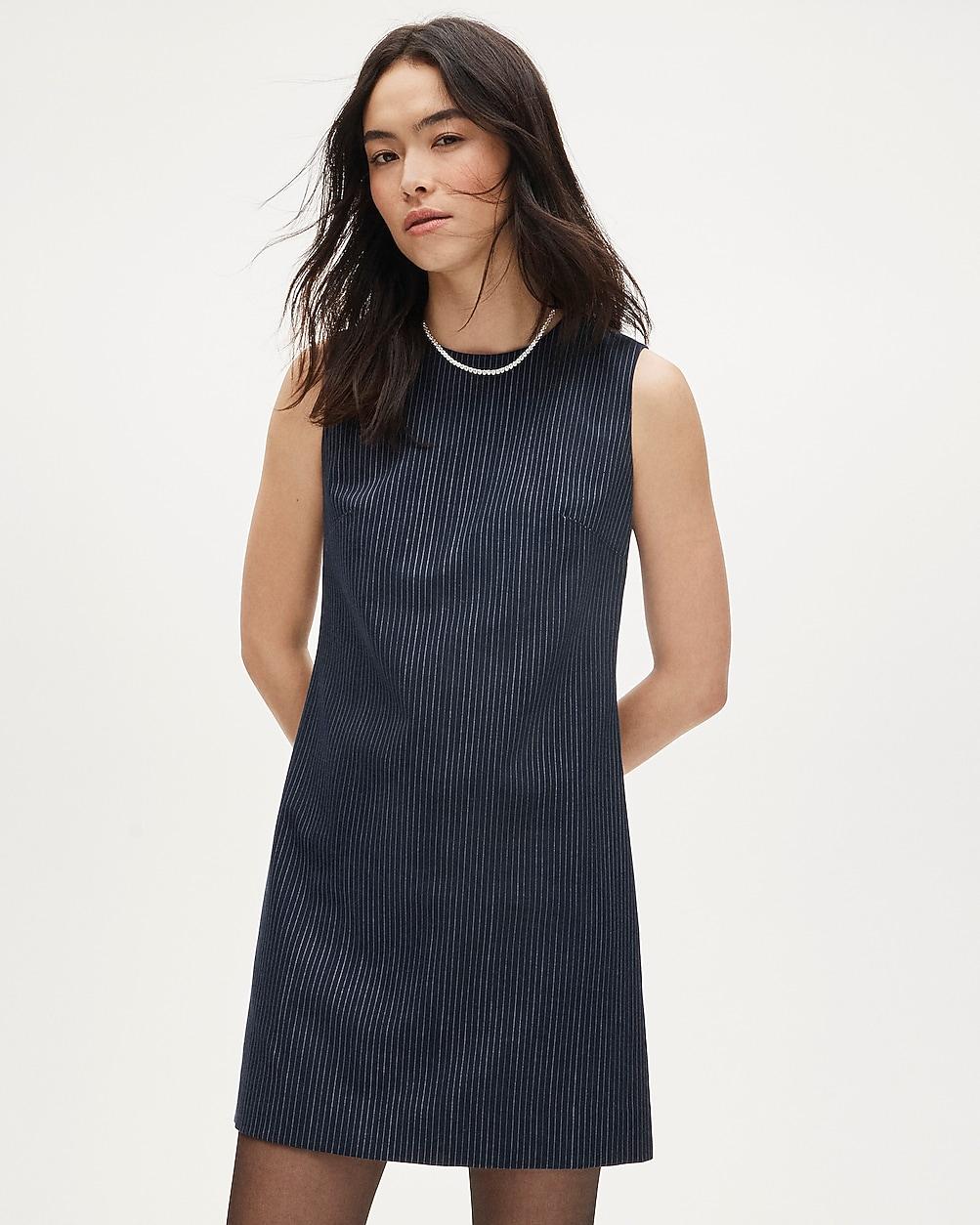 Mini shift dress in pinstriped wool blend by J.CREW