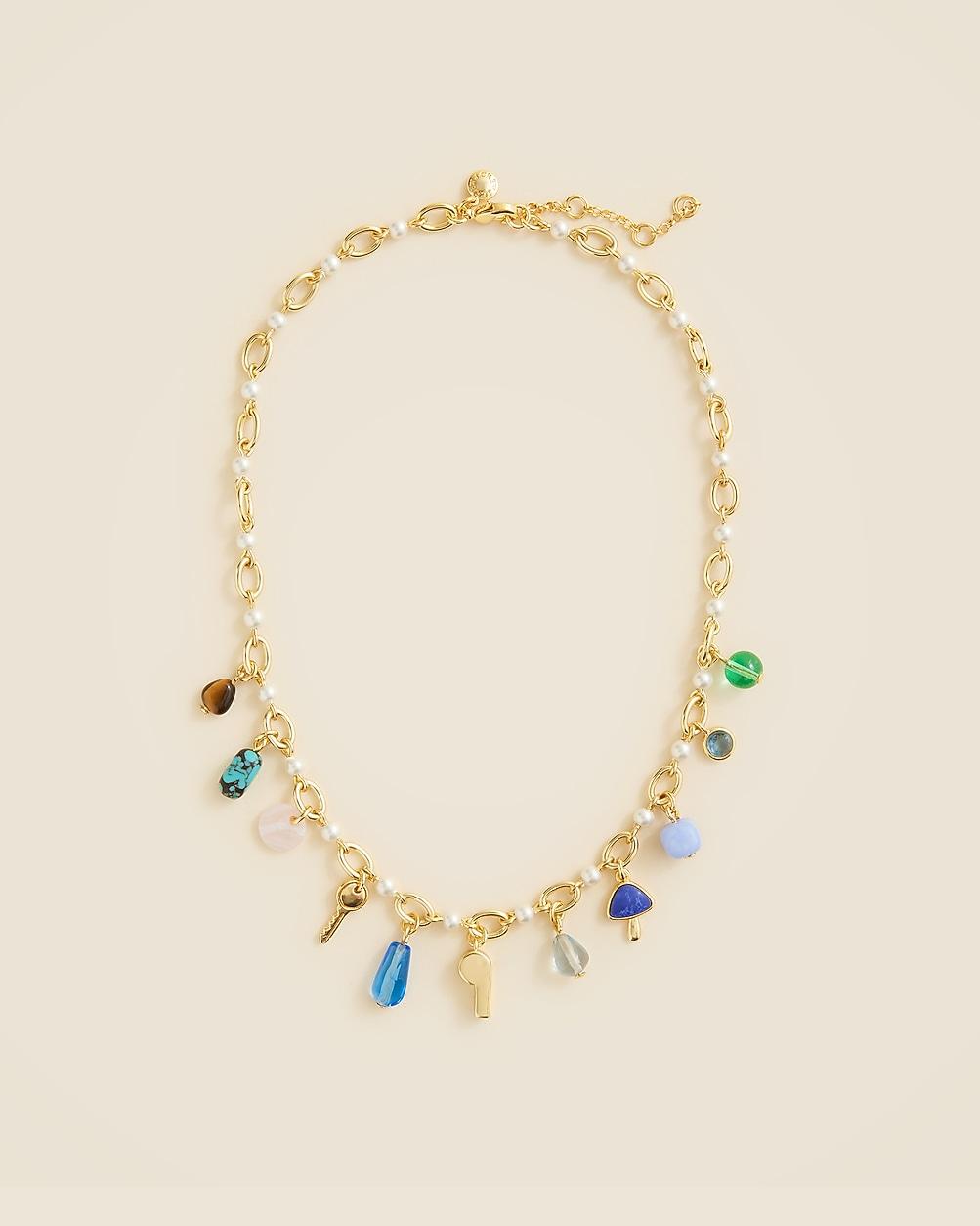 Mixed-material charm necklace by J.CREW