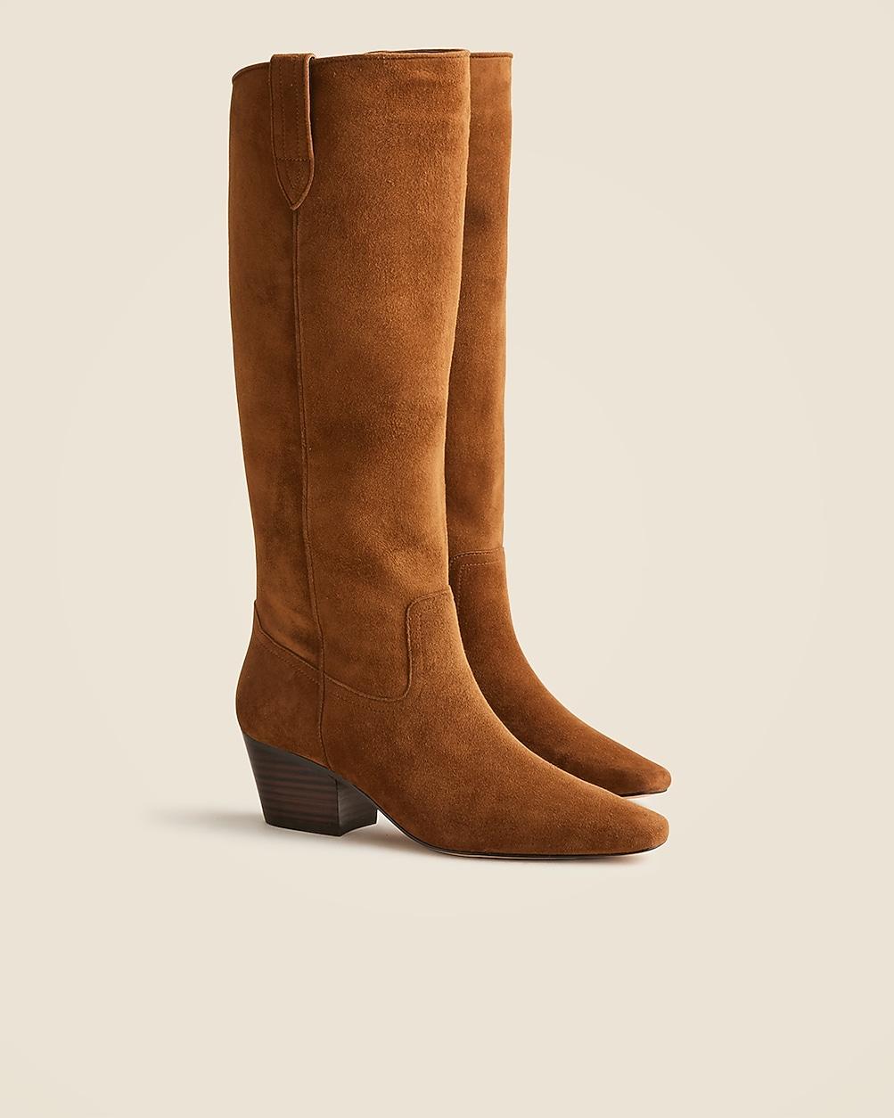 New Piper square-toe knee-high boots in suede by J.CREW