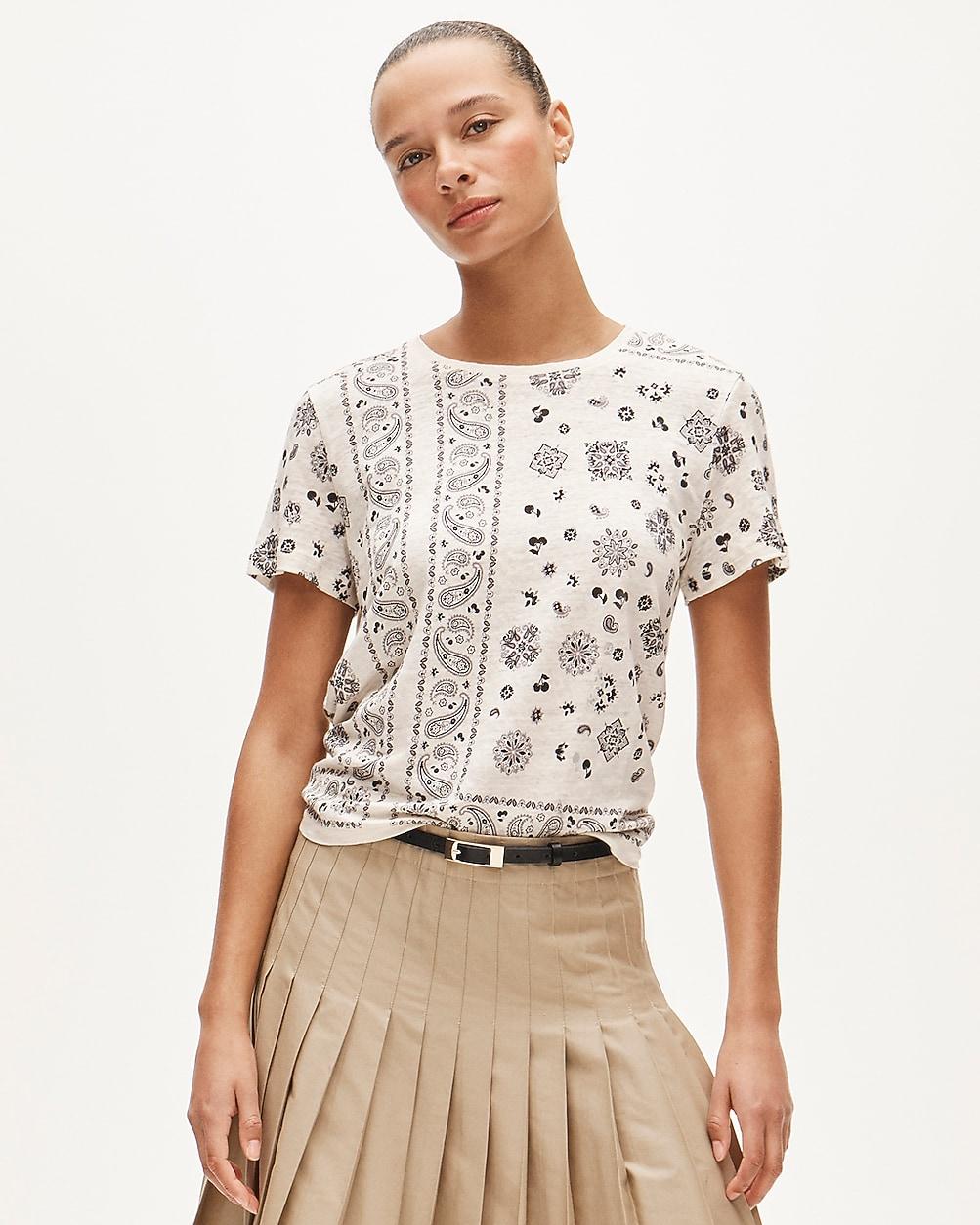 New relaxed linen T-shirt in bandana print by J.CREW