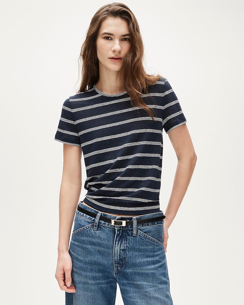 New relaxed linen T-shirt in stripe by J.CREW