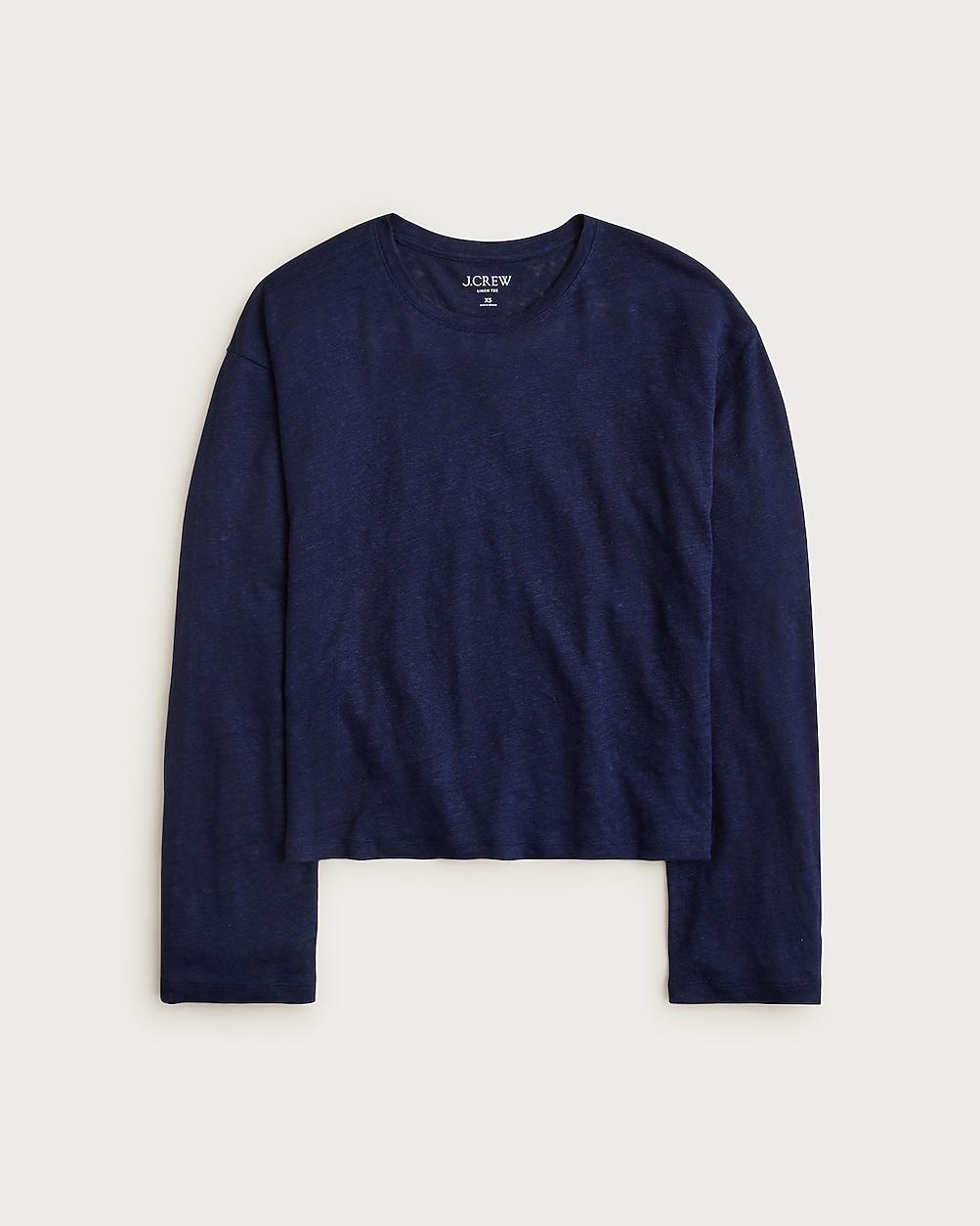New relaxed linen long-sleeve T-shirt by J.CREW