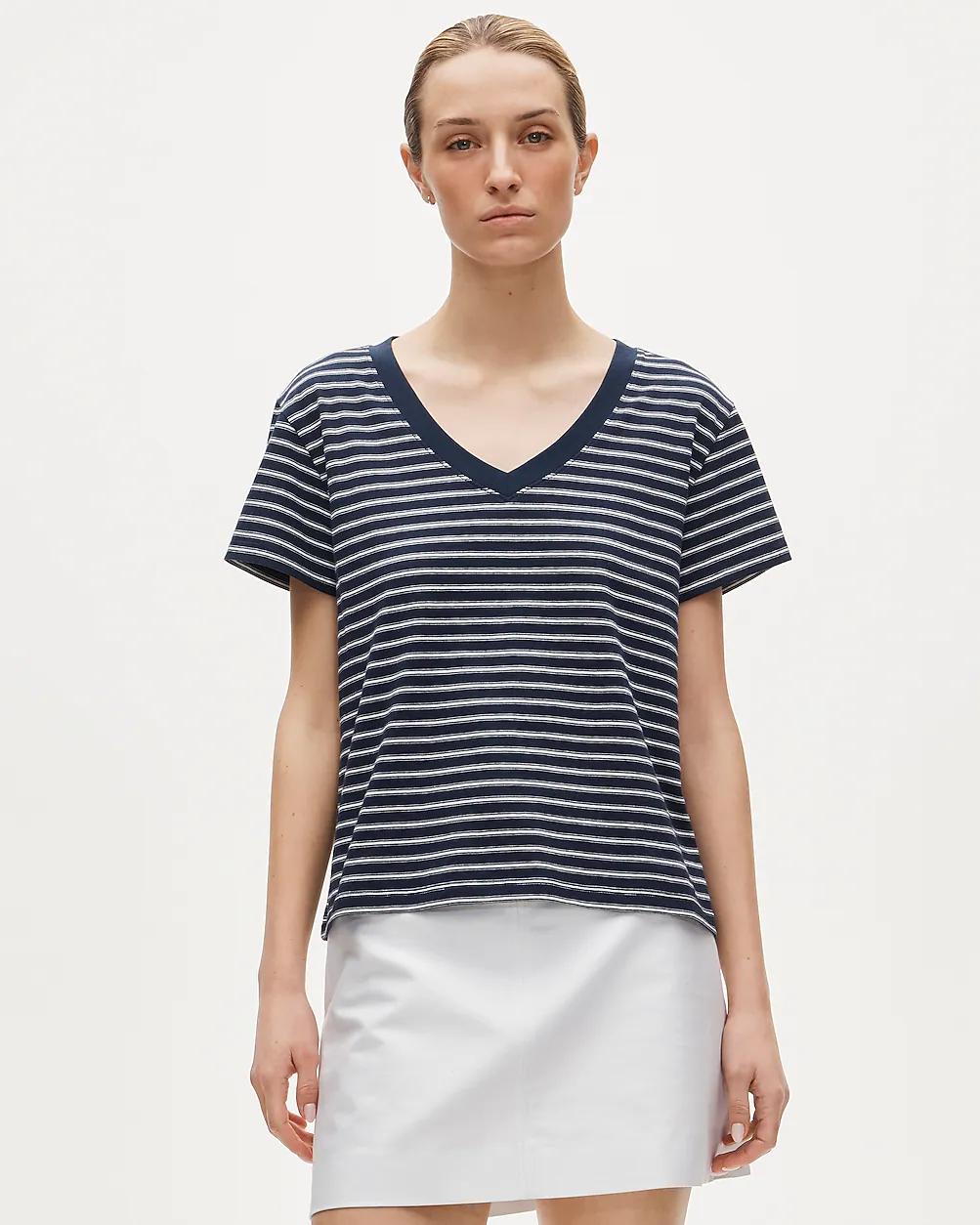 New vintage jersey relaxed V-neck T-shirt in stripe by J.CREW
