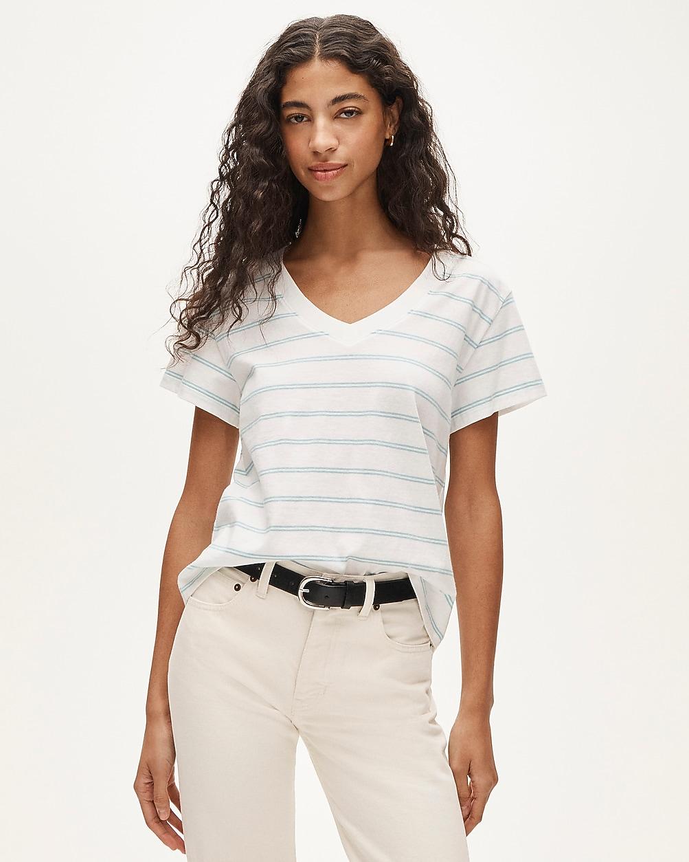 New vintage jersey relaxed V-neck T-shirt in stripe by J.CREW