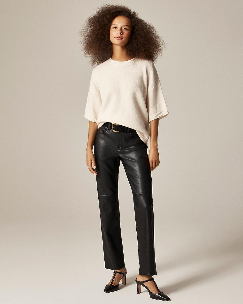 Nipped straight pant in faux leather by J.CREW