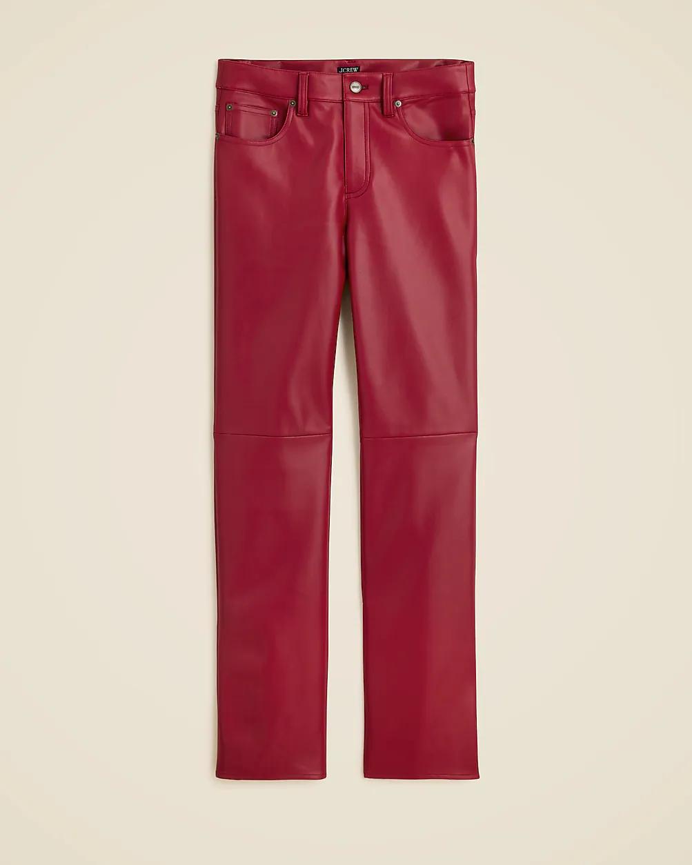Nipped straight pant in faux leather by J.CREW