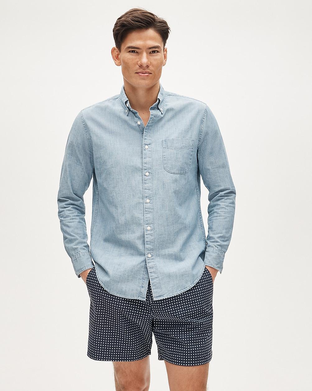 Organic cotton chambray shirt in light wash by J.CREW Organic cotton chambray shirt in light wash by J.CREW