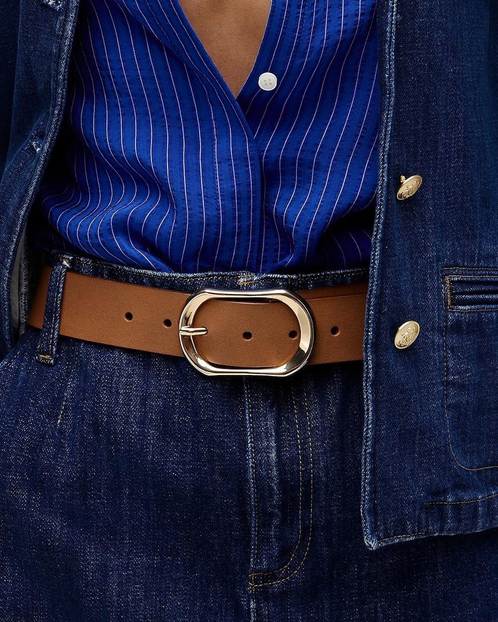 Oval buckle belt in Italian leather by J.CREW
