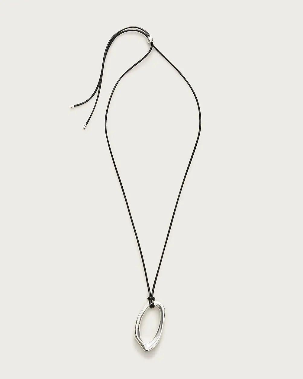 Oval pendant necklace with leather cord by J.CREW