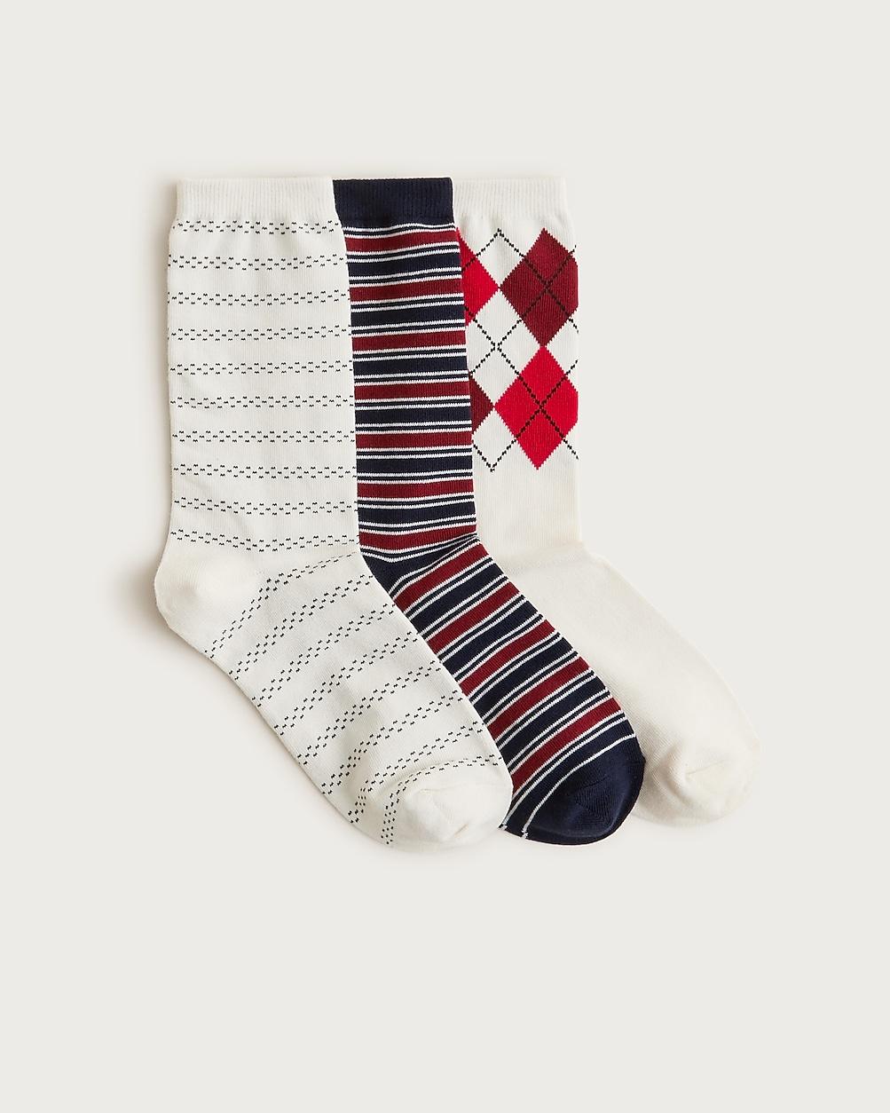 Patterned trouser socks three-pack by J.CREW