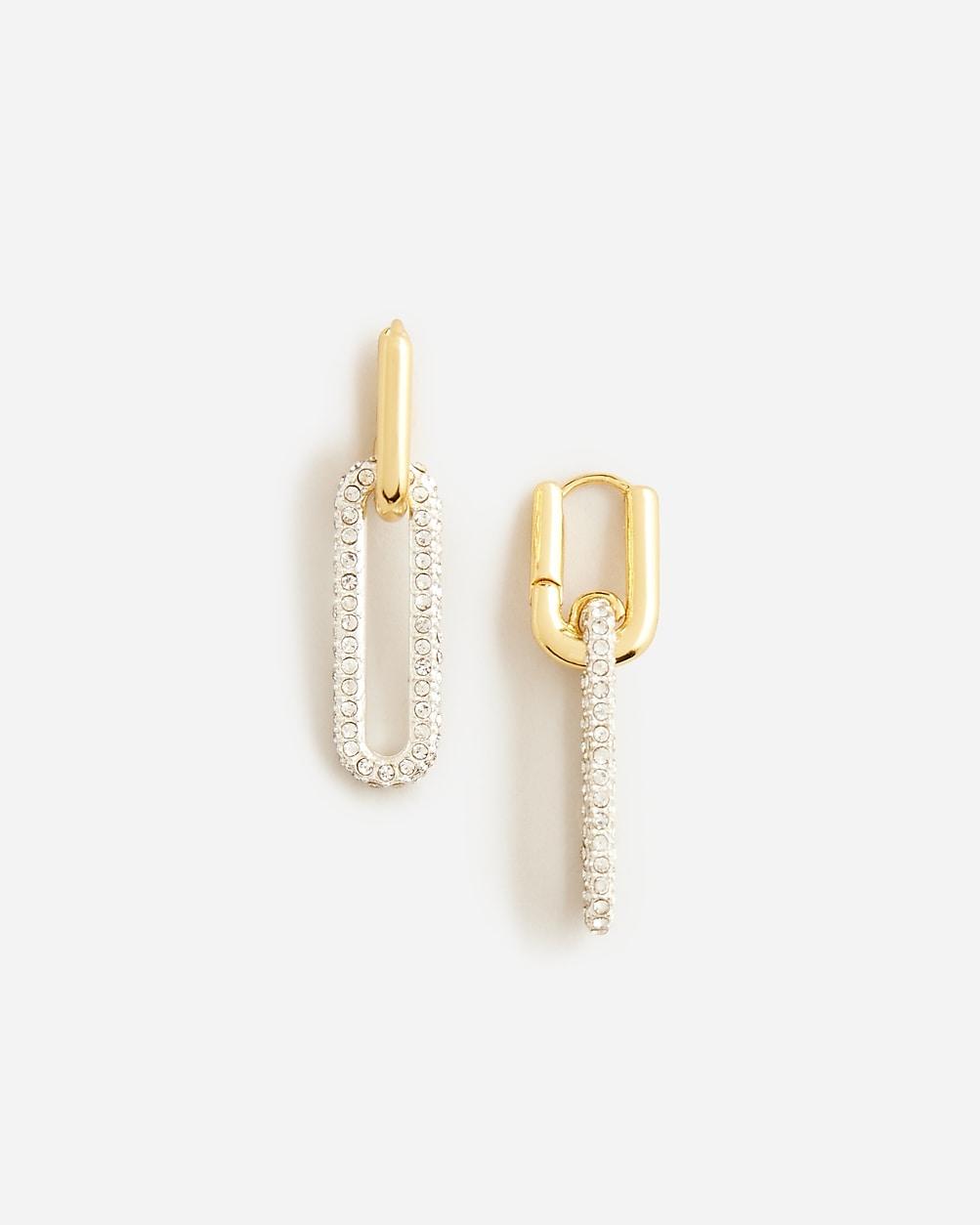 Pavé crystal link earrings by J.CREW