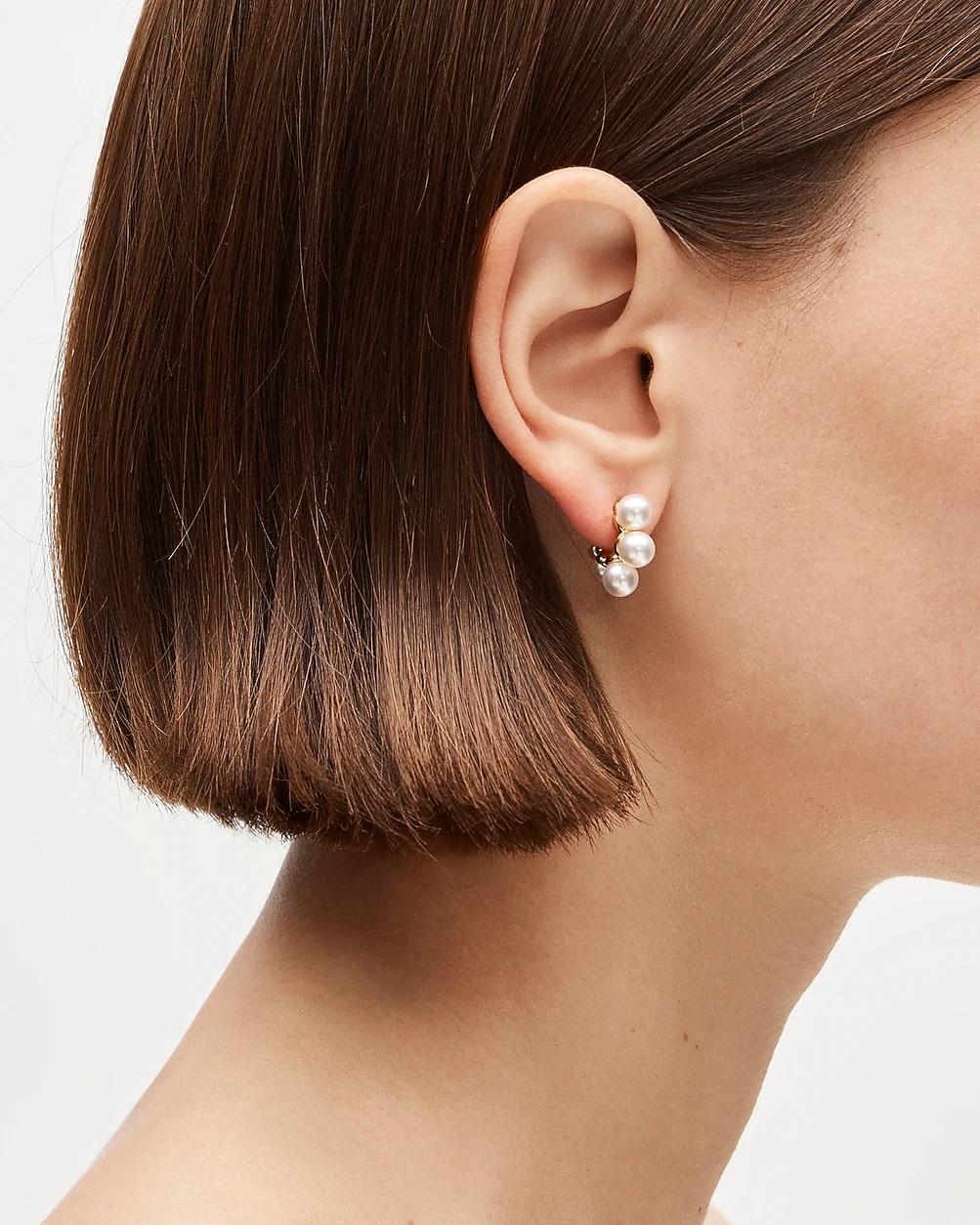 Pearl huggie earrings by J.CREW