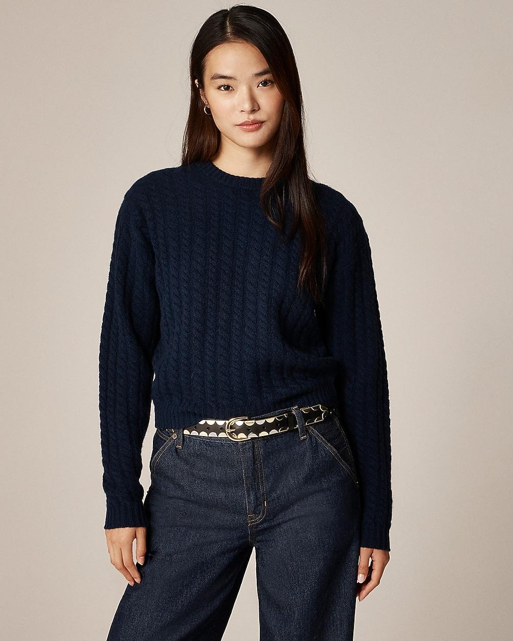 Perfect cashmere cable-knit crewneck sweater by J.CREW