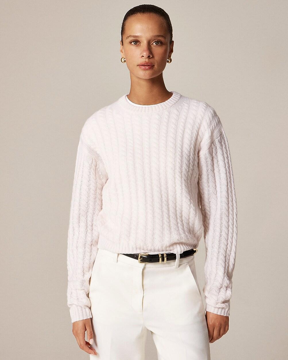 Perfect cashmere cable-knit crewneck sweater by J.CREW