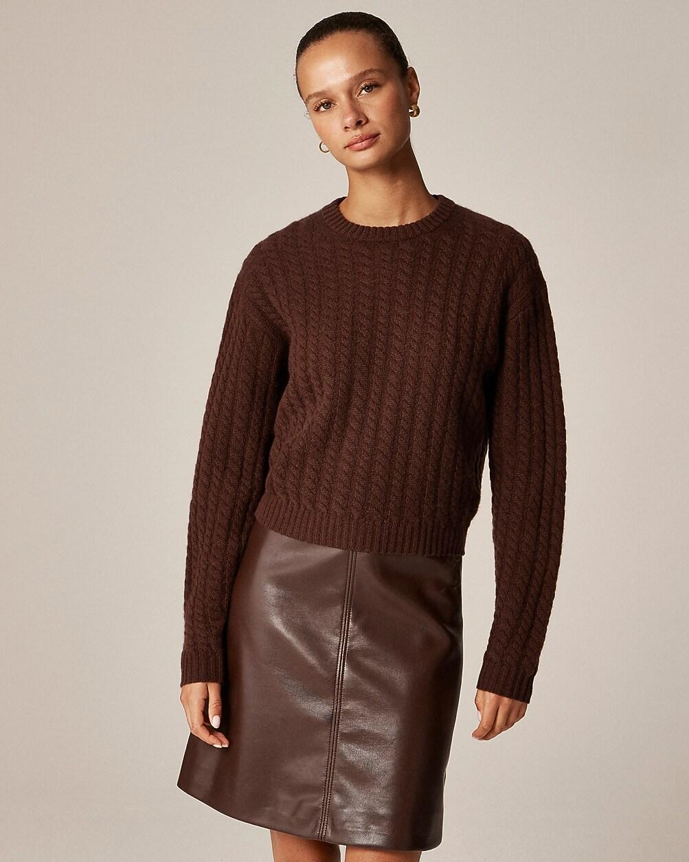 Perfect cashmere cable-knit crewneck sweater by J.CREW