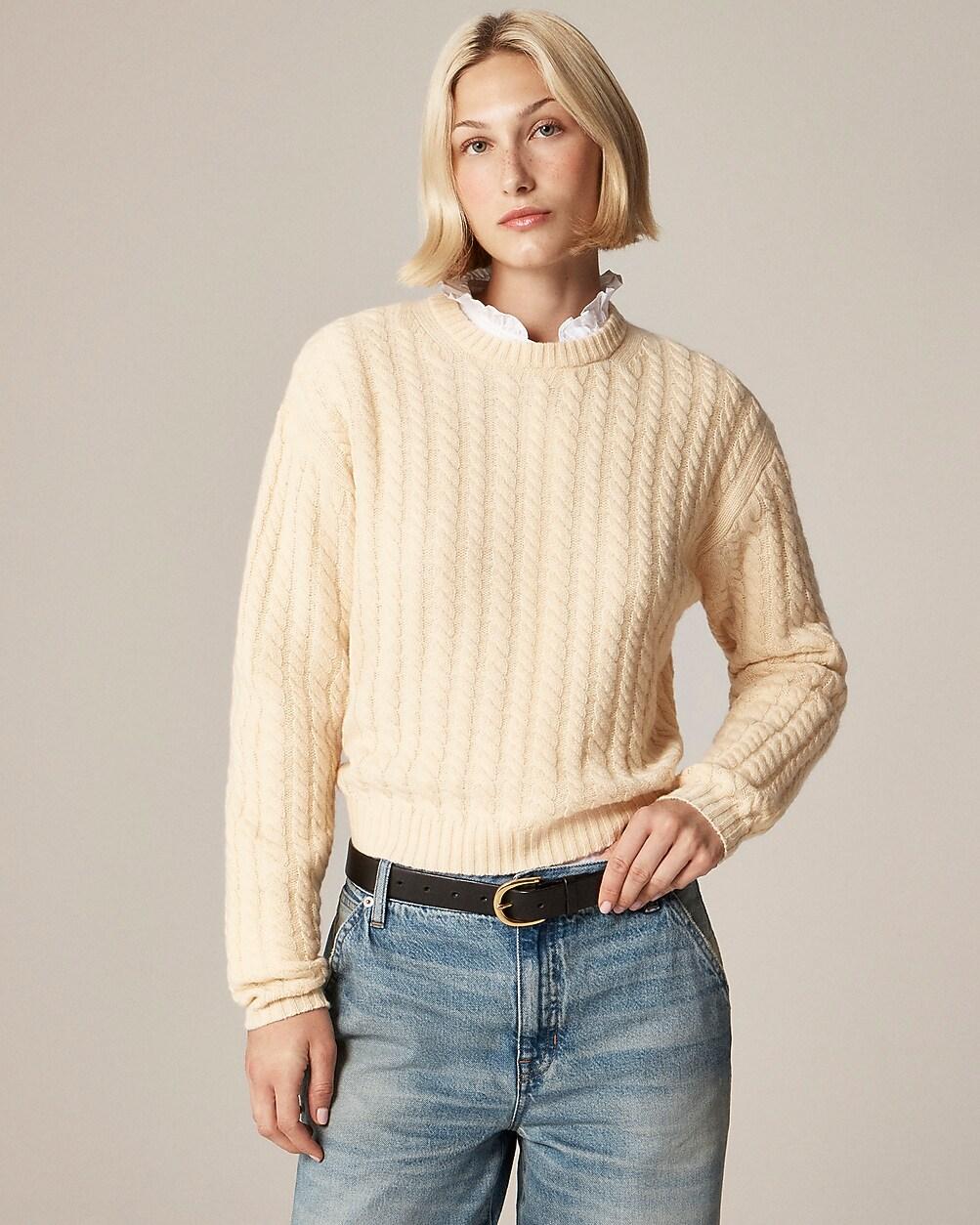 Perfect cashmere cable-knit crewneck sweater by J.CREW
