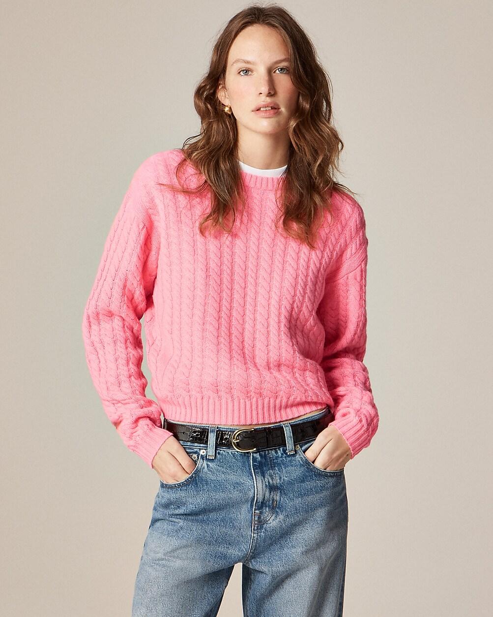 Perfect cashmere cable-knit crewneck sweater by J.CREW