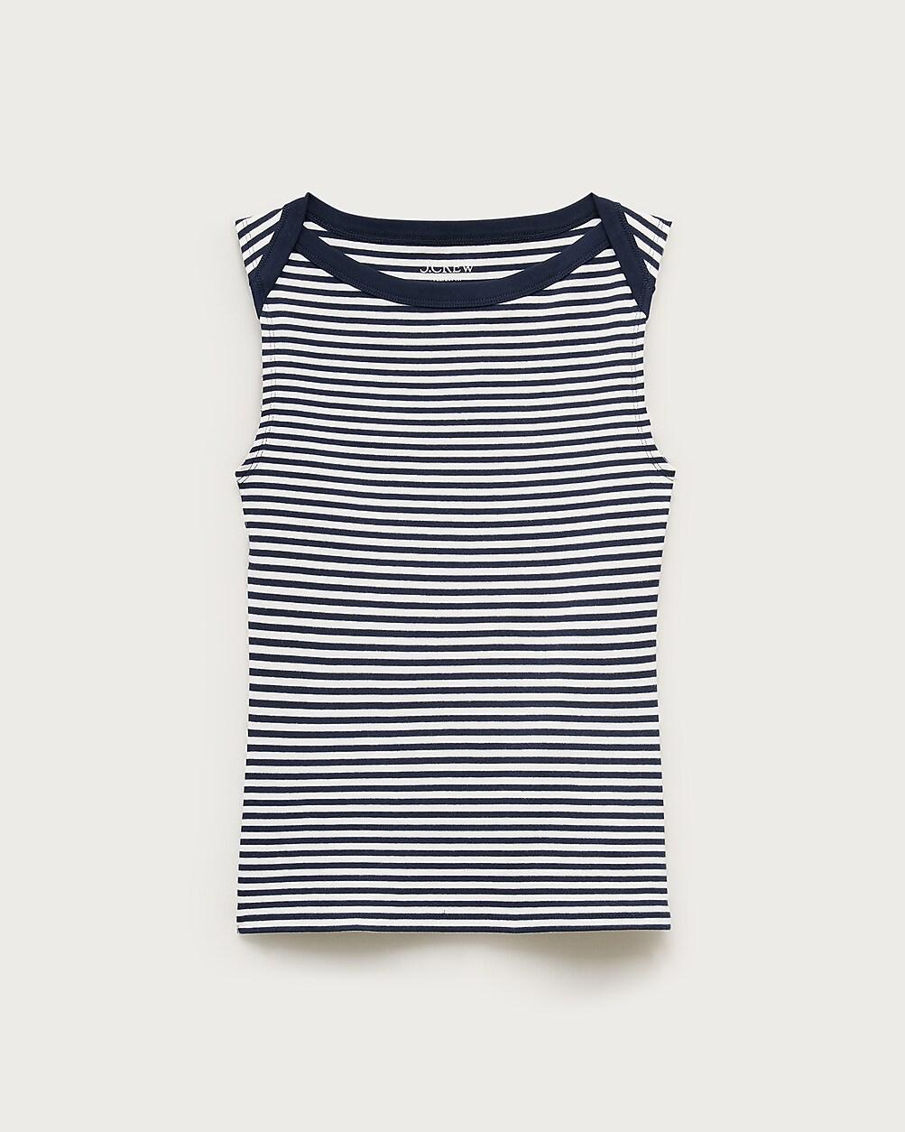 Perfect-fit boatneck tank top in stripe by J.CREW
